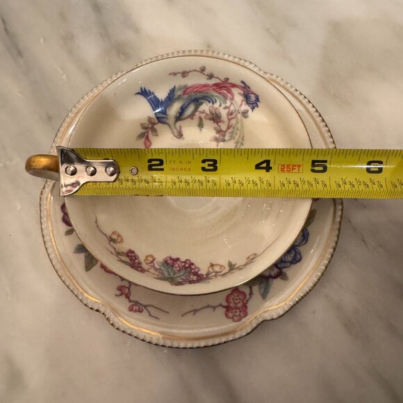 Antique Castleton China Soup Bowl Cup & Saucer Phoenix USA Gold Scalloped Edge - Picture 3 of 16